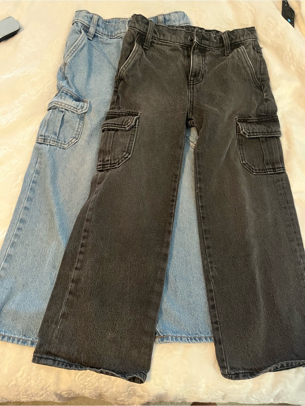 Kids old navy baggie Cargo Denim Jeans - Black sz 8 (2 pairs)